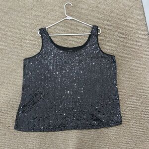 Lane Bryant silver Sequin Women's tank Top
